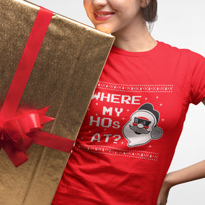 Where My Hos At Funny Christmas Tee - Alpha Dawg Designs