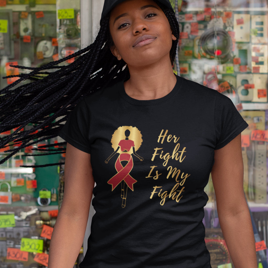 Queen Burgundy Ribbon 'Her Fight' Tee - Alpha Dawg Designs