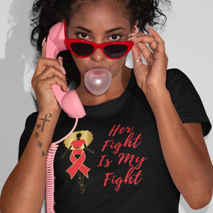Queen Red Ribbon 'Her Fight' Tee - Alpha Dawg Designs