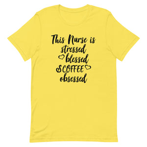 Coffee Obsessed Nurse T-Shirt - Alpha Dawg Designs