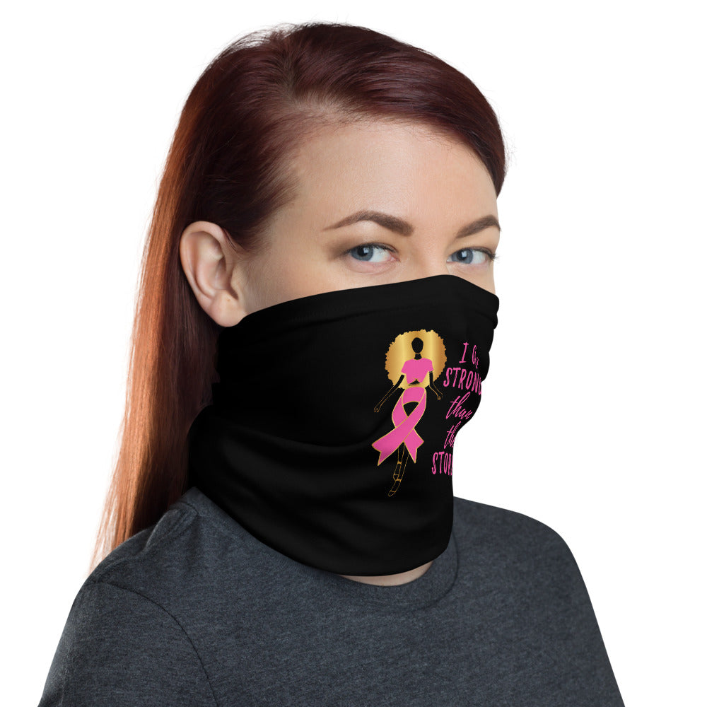 I Am Stronger Than The Storm Breast Cancer Awareness Face Cover/Neck Gaiter - Alpha Dawg Designs