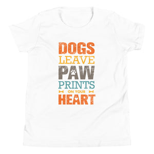Paw Prints On Your Heart Youth T-Shirt - Alpha Dawg Designs