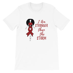 Queen Burgundy Ribbon 'Stronger Than The Storm' Tee - Alpha Dawg Designs