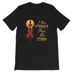 Queen Burgundy Ribbon 'Stronger Than The Storm' Tee - Alpha Dawg Designs