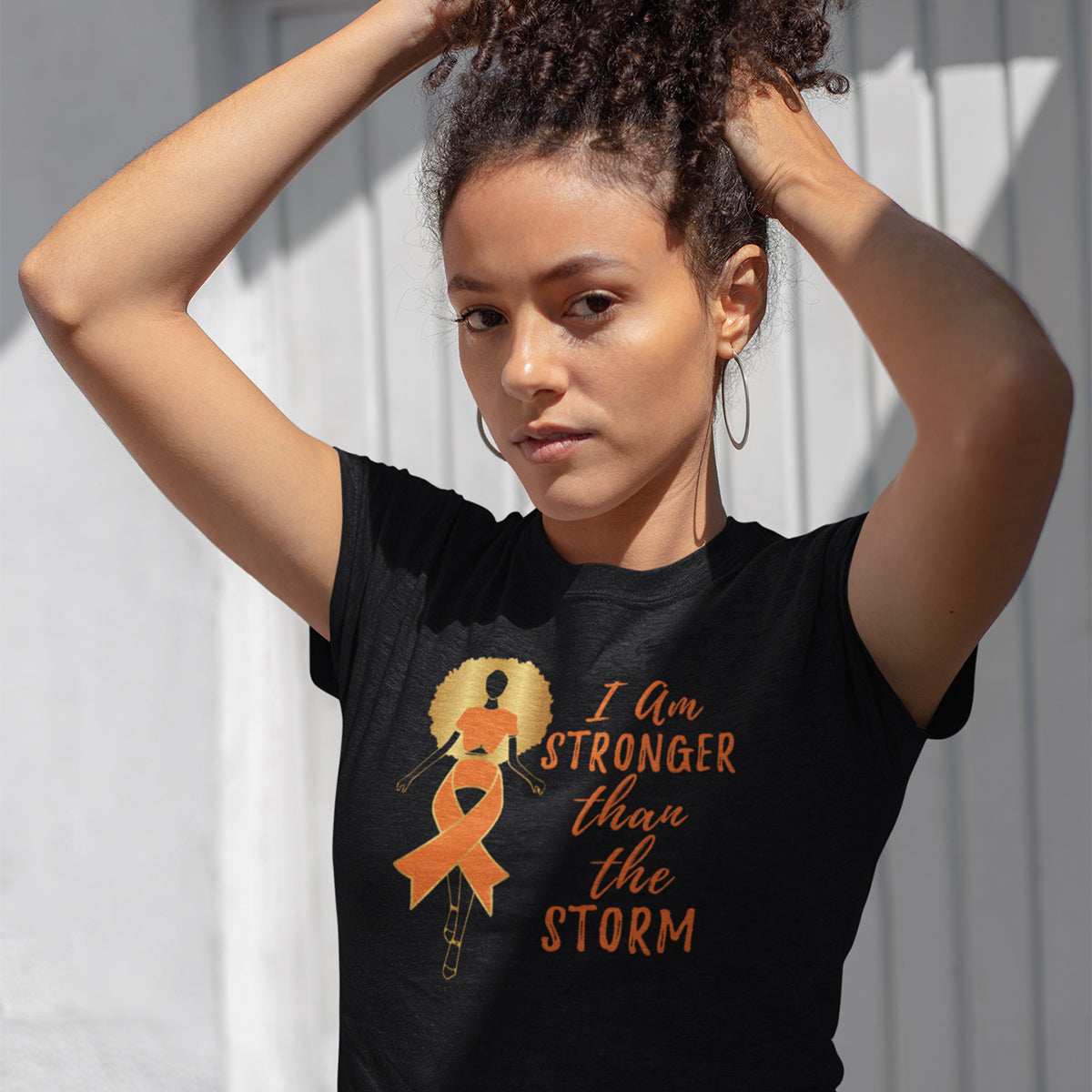 Queen Orange Ribbon 'Stronger Than The Storm' Tee - Alpha Dawg Designs