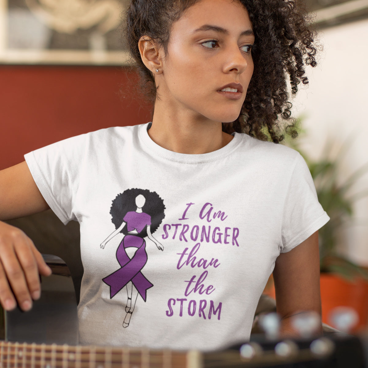 Queen Purple Ribbon 'Stronger Than The Storm' Tee - Alpha Dawg Designs